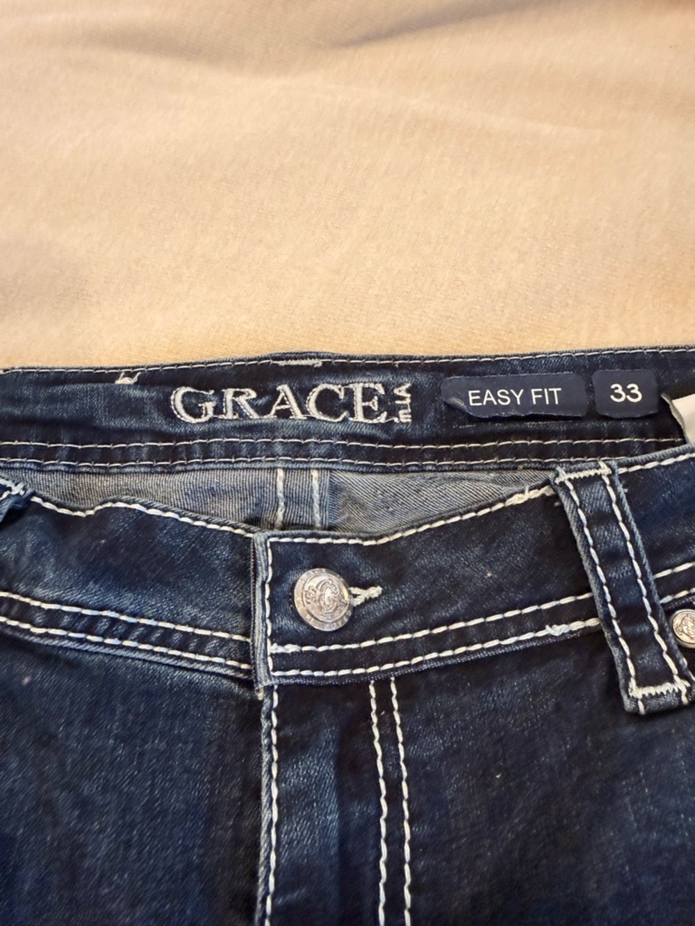 Grace Women's Dark Blue Bootcut Jeans with Fading - Picture 2 of 3